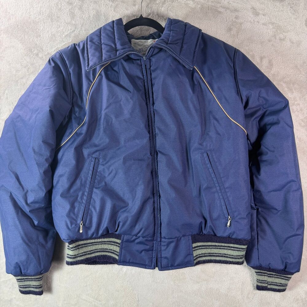 Vintage Swing West Mens L Blue Ski Jacket Made USA Retro Puffer Bomber